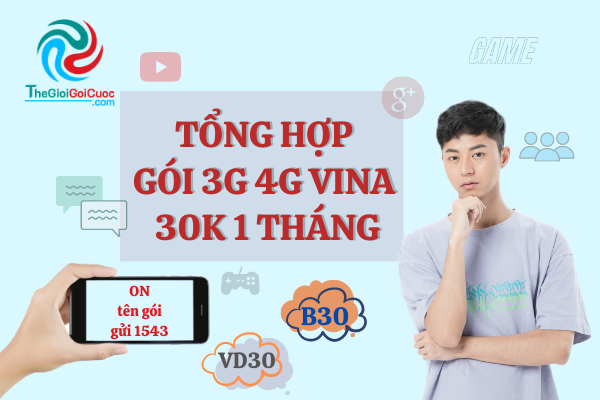 Tổng hợp gói 3G 4G Vina 30k 1 tháng.thegioigoicuoc,.com